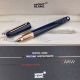 Perfect Replica Montblanc Rose Gold Clip Dark Blue M Marc Rollerball Pen (3)_th.jpg